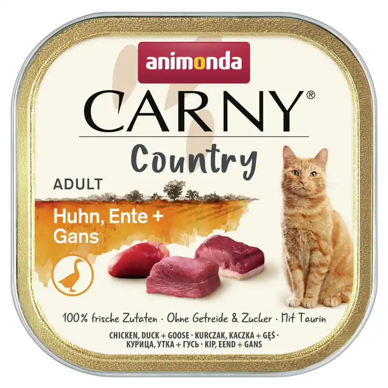 Preis Gesenkt Sparpaket 32 x 100 g Animonda Carny Country Adult Huhn, Ente + Gans Katzen Nassfutter